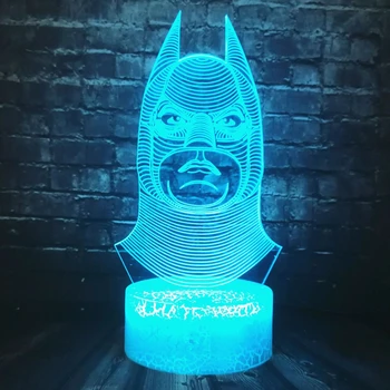 

New Cartoon Batman figuire Masked 3D Lamp Multicolor Optical Illusion Led Night Light Touch USB Dry Battery Creative Boy Gifts