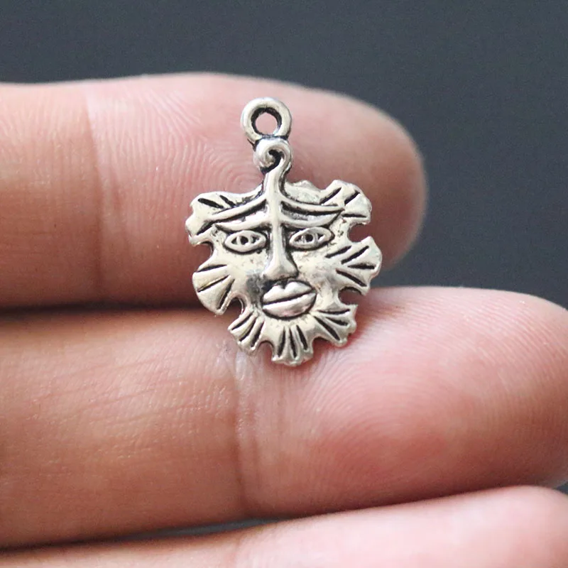 

Green Man Leaves Pendant Charms for Jewelry Making DIY Handmade Bracelet Necklace Earrings Silver Wicca Accessories 21X15mm