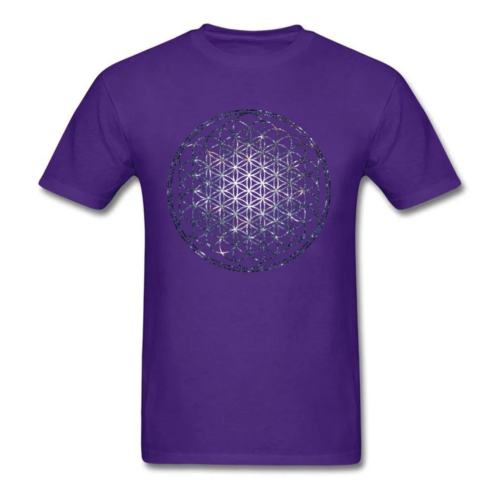 Cute Casual Cool Tshirts Round Neck 100% Cotton Men's Tops & Tees Short Sleeve Autumn Cool Clothing Shirt Top Quality Flower Of Life Sacred Geometry Star Cluster 4346 purple