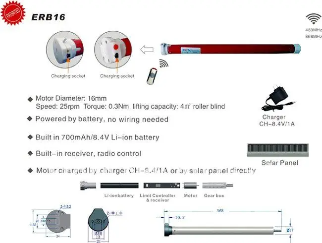 

solar and battery motor, RECHARABLE BATTERY MOTOR, including recharger and solar panel