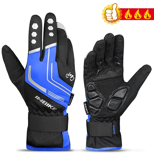 INBIKE перчатки для велоспорта, полный палец, для спорта на открытом воздухе, противоударные, для MTB велосипеда, перчатки для сенсорного экрана, для мужчин и женщин, для велосипеда, 5 мм, гелевая подкладка, перчатки - Цвет: Blue-GW969R