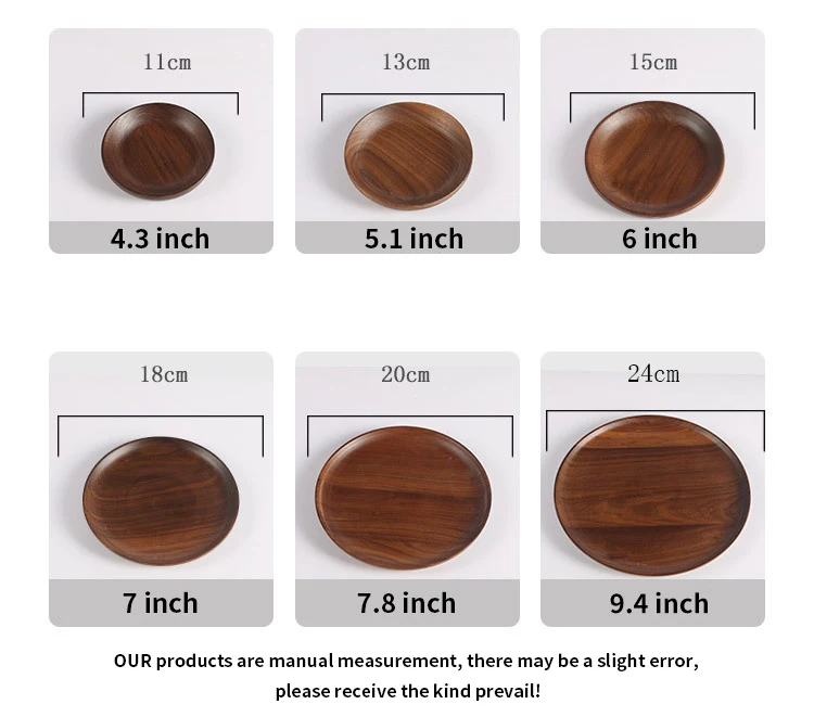 Черная грецкая тарелка 6 размеров деревянная посуда обеденная тарелка круглая десертная тарелка кружка коврик термостойкость
