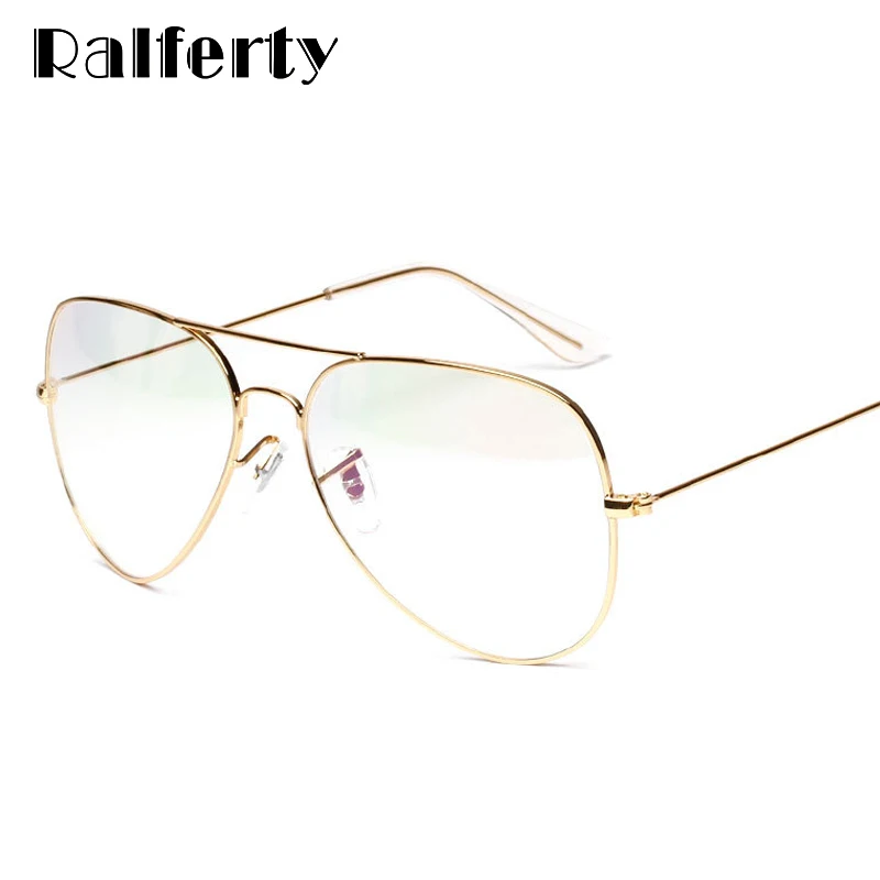 

Ralferty Transparent Glasses Women's Men's Pilot Spectacle Frame Myopia Optical Degree Points Zero Clear Eyewear Frames W1700
