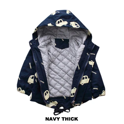 DIMUSI/весенне-осенние куртки-бомберы для мальчиков; модные детские тонкие куртки; Одежда для маленьких девочек; Повседневная ветровка с капюшоном для детей 6 лет - Цвет: Navy Thick