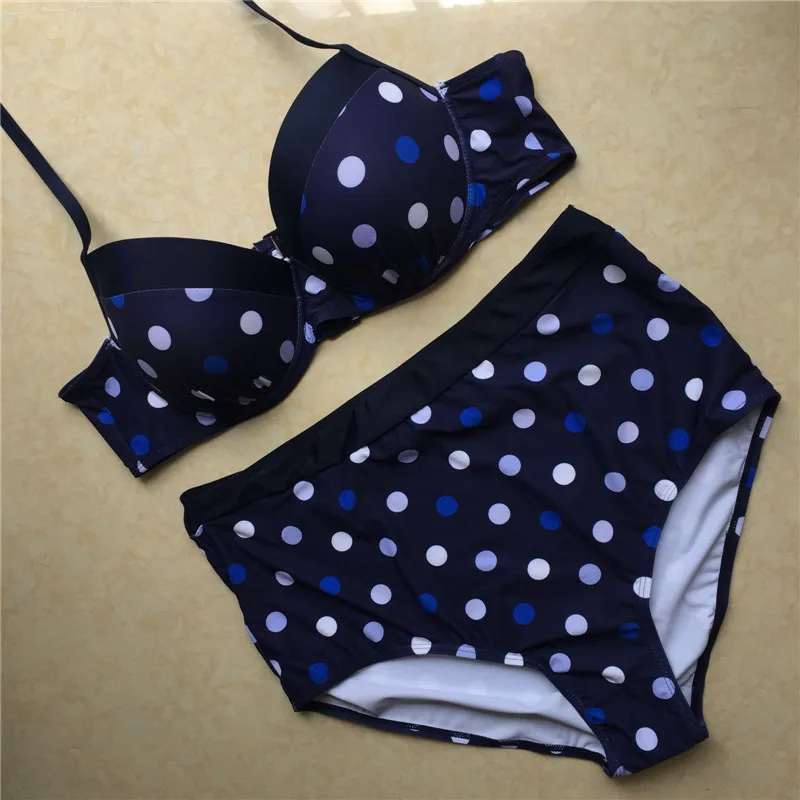 Classic-Blue-White-Dot-Print-Push-Up-2018-Bikini-set-Retro-Large-High-Waist-Women-Swimsuit