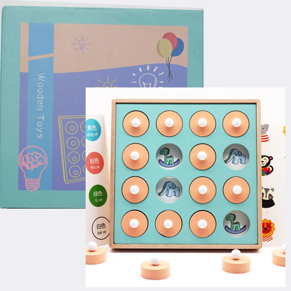 

Wooden Colorful 3D Puzzles Board Memory Chess Game Educational Kids Toy Gift