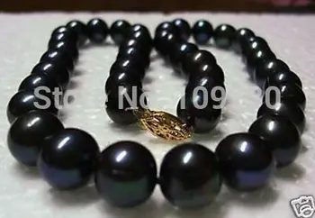

Jewelr 003782 STUNNING 9-10MM TAHITIAN NATURAL BLACK PEARL NECKLACE 18inch