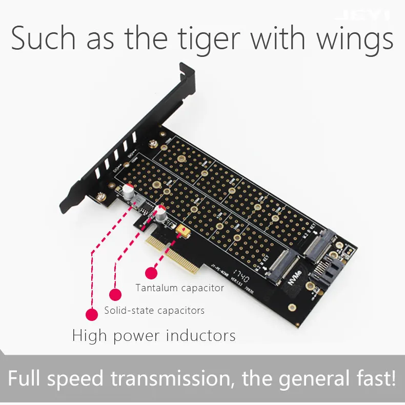 JEYI SK9 m.2 расширение NVMe адаптер NGFF поворот PCIE3.0 Вентилятор охлаждения SSD двойной добавить на карту SATA3 с вентилятором алюминиевая крышка емкости