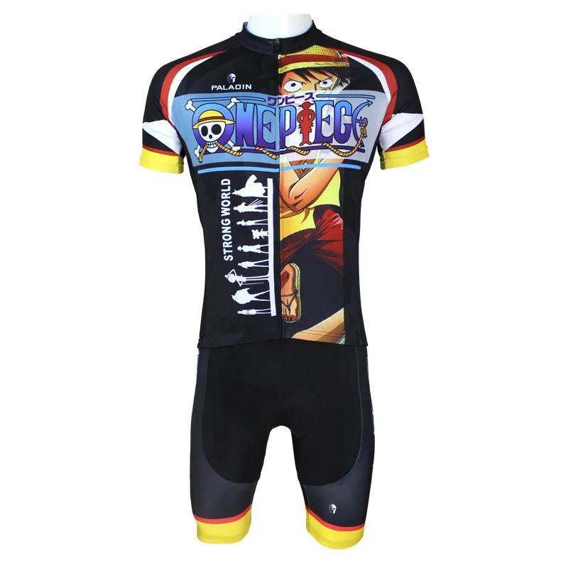 One Piece Luffy Cycling jersey Blaxk Cartoon Bike jerseys for boys 3xl