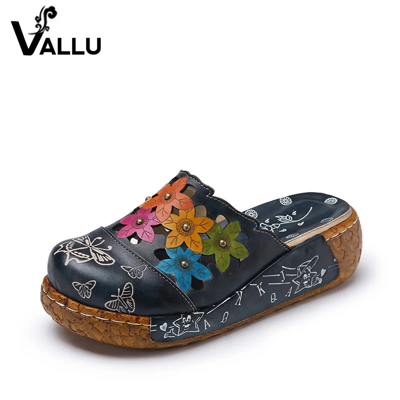 

Big size 41-42 Slipper Shoes Woman Genuine Leather Women Flip Flops Cut Out Platform Slipper Shoes Causal Women Sandal Shoes