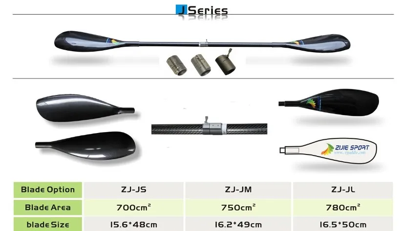 Z& J Спорт углеродного волокна легкий каяк весло с круглый из карбона вал в алюминиевой регулировкой 10 см