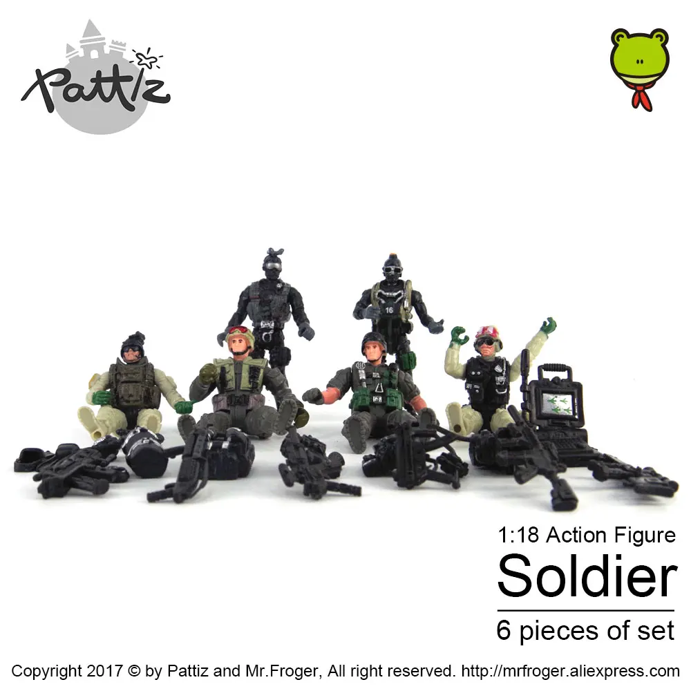 PATTIZ 1/18 пластиковые армейские Игрушечные солдатики для мальчиков маленькие