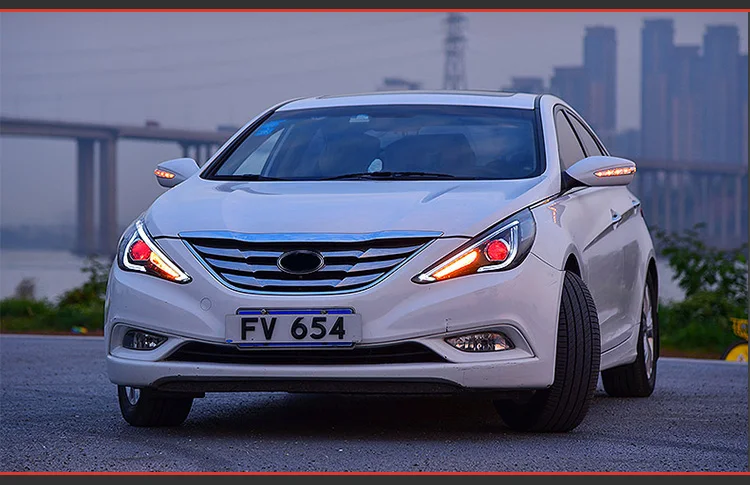 АКД Автомобильная фара для hyundai Sonata8 Sonata 8 2011-2014 фары светодиодные ходовые огни Биксеноновые Противотуманные фары ангельские глазки авто