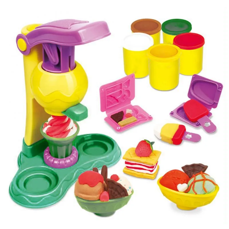 

3D Educational Toys DIY Handmade Flour Green Clay Colorful Plastic mold fun Interactive Toys Ice Cream For Kids Gifts