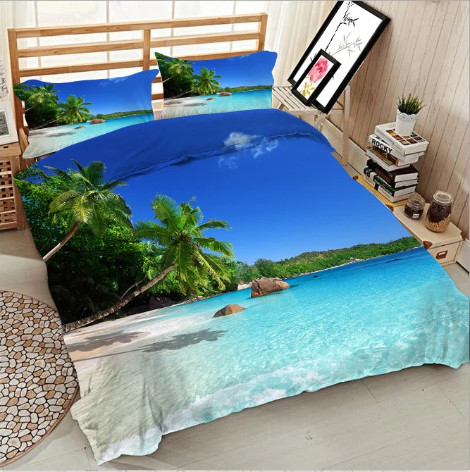 

Cocos and sea 3d effect photo bed linen can be customized photo pattern