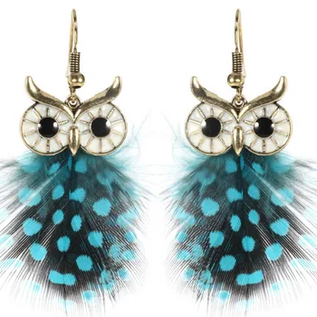 

JIOFREE women Clip Earrings 4 Colors owl Fashion feather Enamel Clip on Earrings No Piercied for Women No Hole Ear Clip