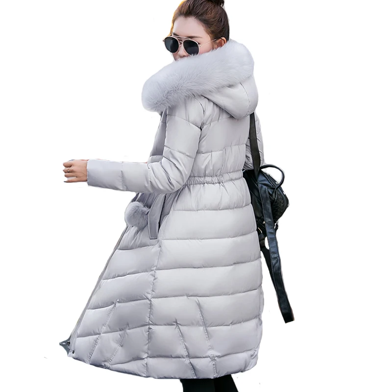Меховой воротник с длинным капюшоном casaco feminina inverno теплая утепленная хлопковая