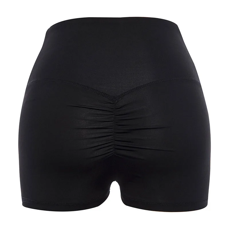 Пикантные женские облегающие шорты для йоги однотонные пуш-ап для бега шорты Высокая Талия тренажерный зал для обучения фитнесу высокие эластичные женские широкие брюки cortos - Цвет: Черный