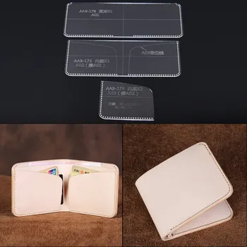 

Unisex Wallet Template Leather Clear Acrylic Pattern Set Model for Making Short Wallet Purse Leathercraft Tools 11*9.5*1cm