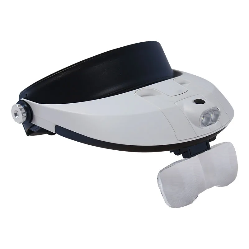 Buy Headband Binocular Magnifier Adjustable 5 Lens Eyeglasses 2 LED Repair Reading Magnifying Glass Third Hand Loupe Vision Aid Tool