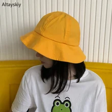 Шляпы-ведерки женские летние универсальные в Корейском стиле Шикарные солнцезащитные женские s тени от солнца одноцветные милые шляпы для студентов шикарные шляпы для отдыха