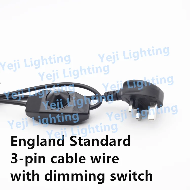 British Standard UK cable wire with dimmer Switch 3 pin plug cable For