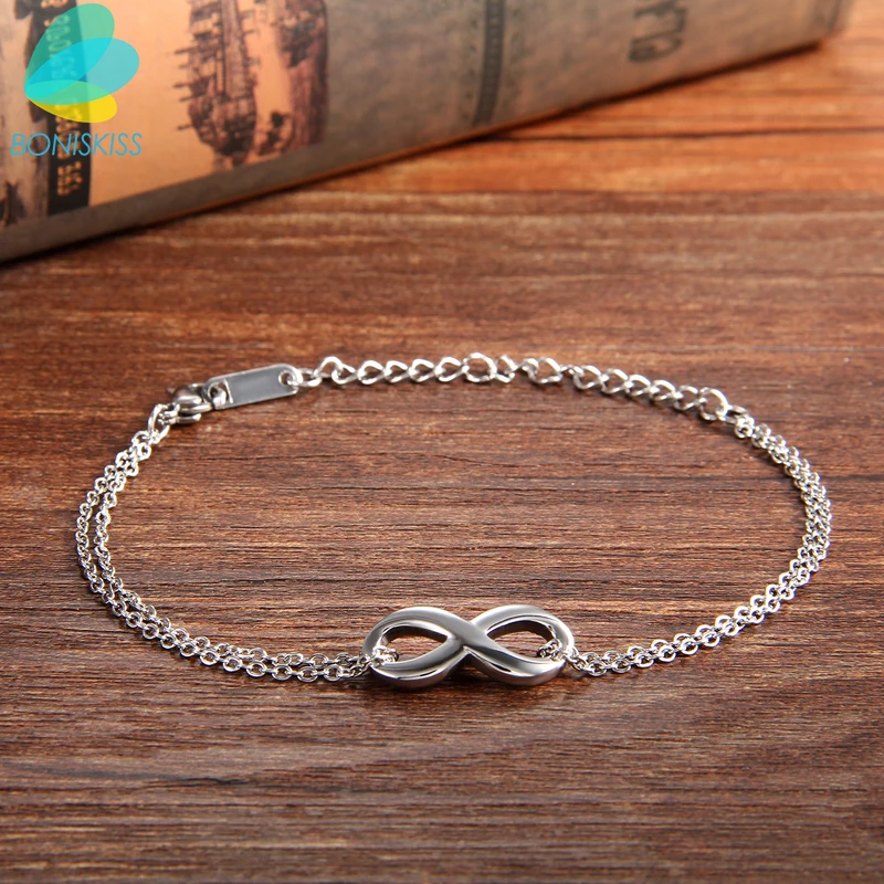 Браслеты шармы BONISKISS 316L для влюбленных пар из нержавеющей стали|infinity bracelet|charm