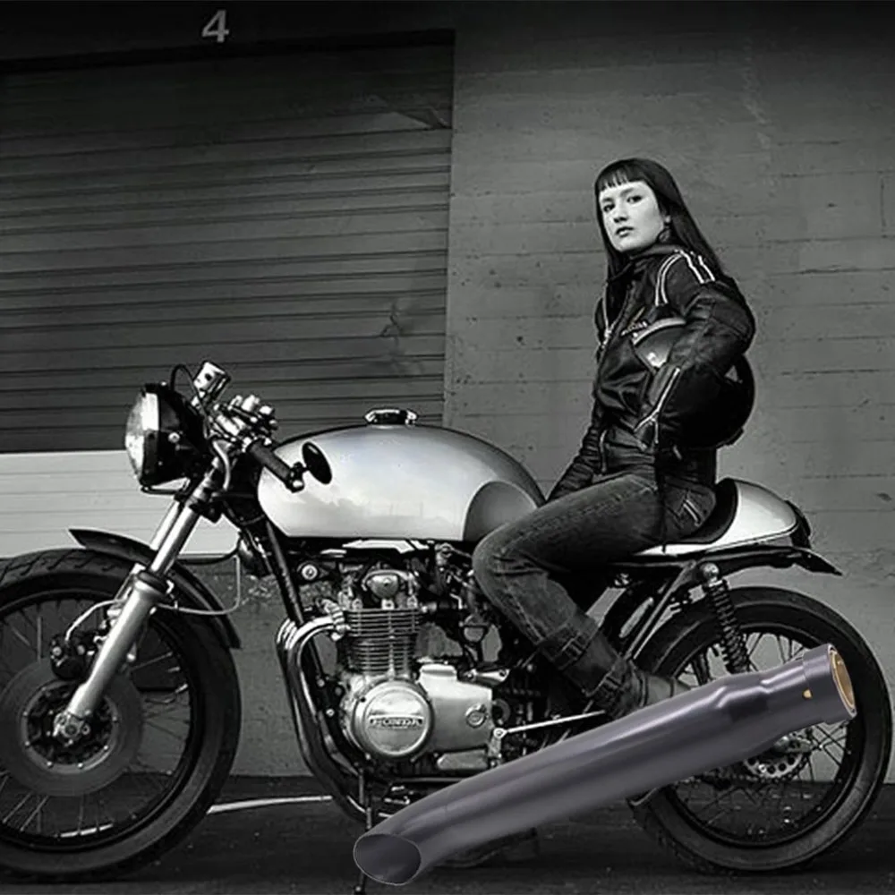 

Universal Antique Motorcycle Exhaust Chrome Reverse Cone Pipe Retro Style Muffler Silencer Stylish Case