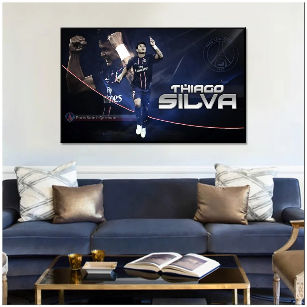 

2018 PSG Canvas Painting Decoration Thiago Silva Posters And Prints Wall Pictures Football Club Home decor For Living Room