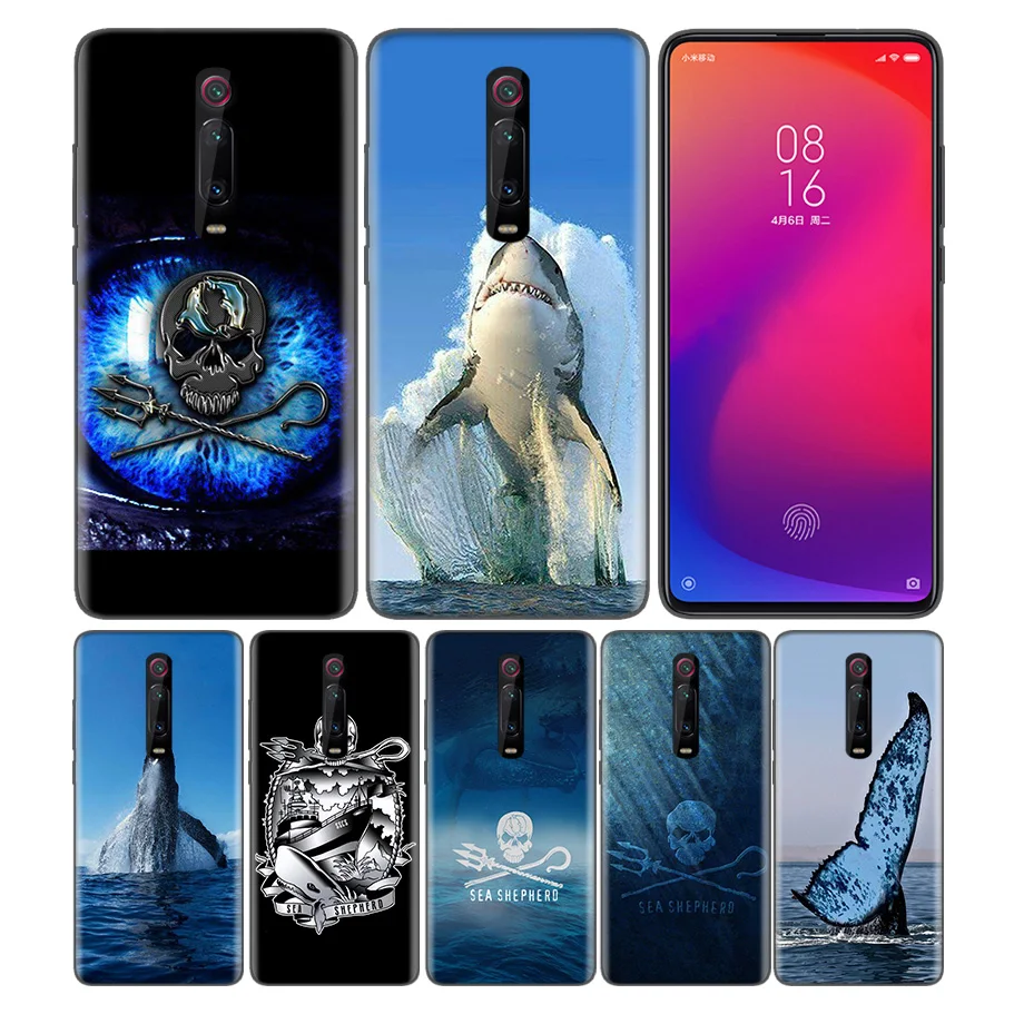 

Phone Pattern Black Rubber Soft Silicone Case Bag Cover for Redmi 7A Note 7 6 7S Y3 K20 Pro Core Shell Sea Shepherd Whale Wars