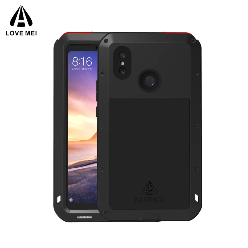 Baratos Funda potente amor Mei para xiaomi mi Max 3 Pre mi um a prueba de agua a prueba de golpes Alu mi num funda para xiaomi max3 vidrio templado libre