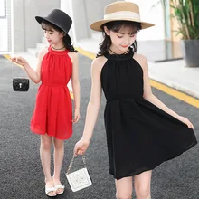 Элегантное шифоновое платье для маленьких девочек, праздничный костюм принцессы для крупных девочек, платья для девочек, детская подростковая одежда, размеры 3456, 7, 8, 9, 10, 11, 12 лет