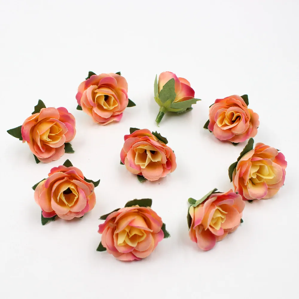 20 шт./лот, 3,5 см, мини шелковые искусственные цветы с розами, свадебное украшение для дома, сделай сам, настенные цветы для скрапбукинга, Подарочная коробка, цветы для рукоделия