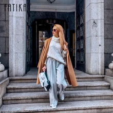 FATIKA, осень, зима, женские свободные повседневные длинные штаны, новинка, эластичная резинка на талии, модные толстые широкие штаны, стильные брюки