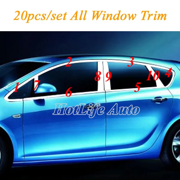 For Vauxhall Opel Astra J 2010 2014 Stainless Steel Window Frame