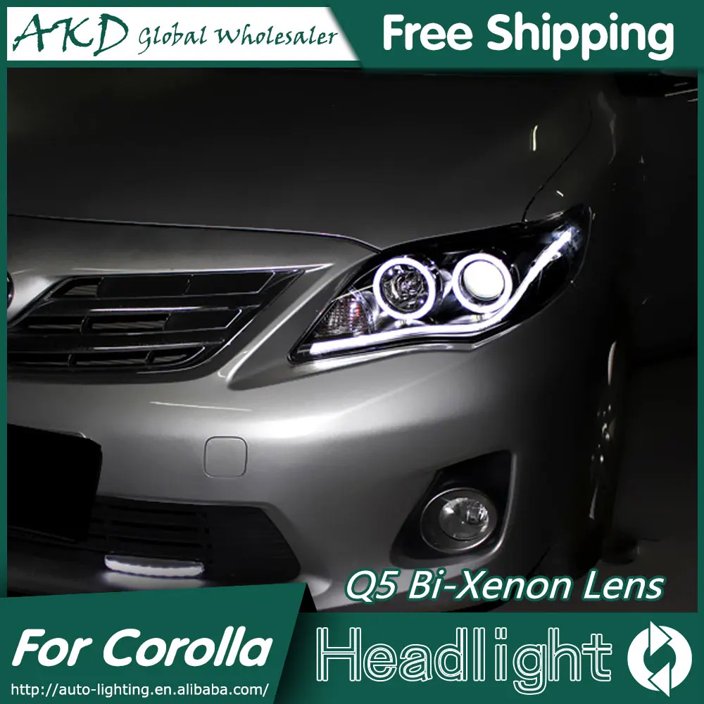 AKD автомобильный Стайлинг для Toyota Corolla фары 2011-2013 Angel Eye светодиодный фары DRL Биксеноновые линзы дальнего ближнего света парковочные противотуманные фары