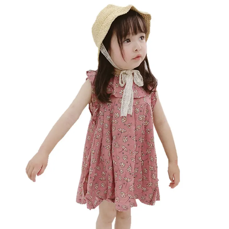 

2019 Floral Baby Girl Dress Cotton Summer Girl Baby Dress Birthday Party Princess Dress Girl Cute Sleeveless Dresses for Girls