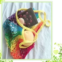 Новая Большая Сетчатая Сумка цвета радуги, сумка для хранения фруктов, женская сумка для покупок, сумка для покупок