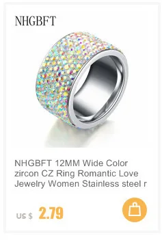 NHGBFT 12 мм Широкий розовое золото цвет 5 ряд CZ Кольцо для женщин нержавеющая сталь Свадебные обручальные кольца дропшиппинг