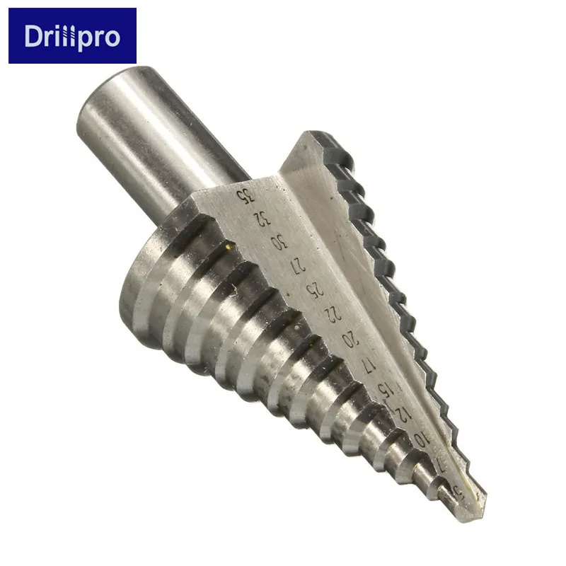 

Drillpro 1PC 5-35mm Step Drill Bit 6542 Metal Drilling High Speed Steel Woodworking Tool 5,7,10,12,15,17,20,22,25,27,30,32,35mm