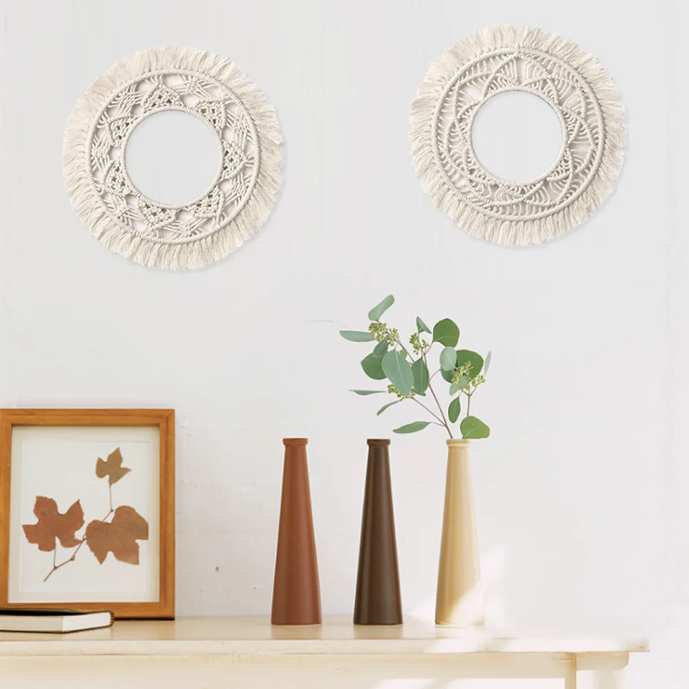 Настенный гобелен ручной работы в богемном стиле с бахромой макраме