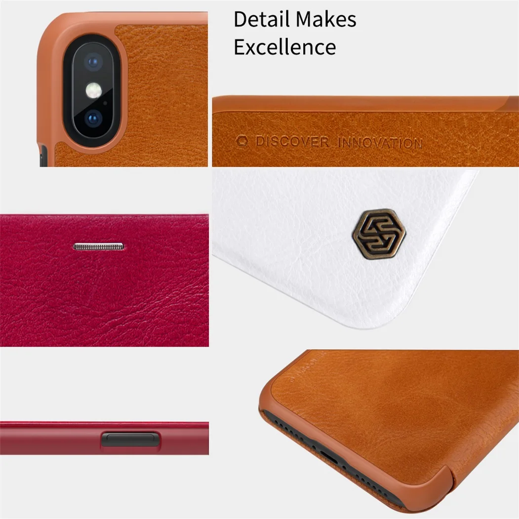 Чехол книжка для iPhone X XS Nillkin Qin Series винтажный кожаный флип чехол карт Карманный