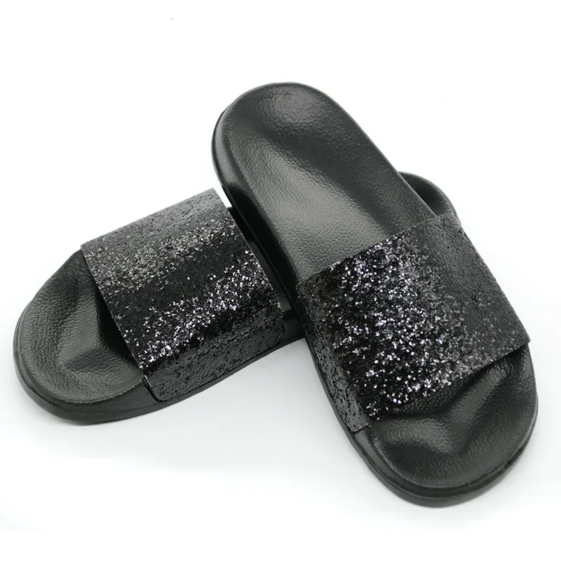 black bling slides