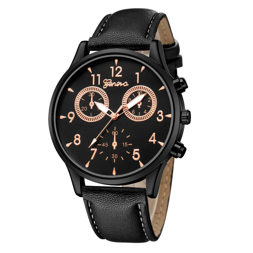 Модные мужские кожаные военные повседневные Аналоговые кварцевые наручные часы деловые часы и Mnycxen# D - Цвет: Розовый