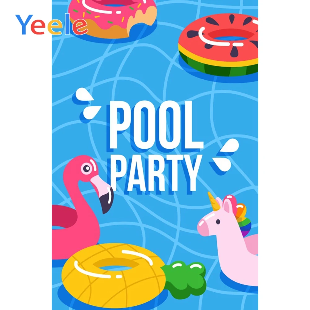 

Yeele Summer Pool Party Swimming Ring Caroon Scene Child Photography Background Seamless Photographic Backdrops For Photo Studio