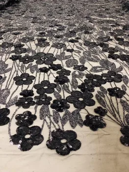 

embroiderd lace fabric Cyndi-1.1602 with sequins beautiful Nigerian sequins lace fabric for party dress