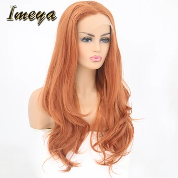 

Imeya Natural Wave Synthetic Lace Front Wigs With Baby Hair Orange Color High Temperature Fiber Lace Front Wig 150% Density