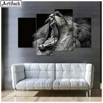 

4 spell diamond painting angry lion full square diamond embroidery 3d mosaic sticker animal four styles