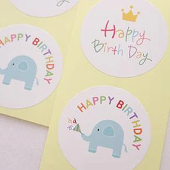 

60Pcs/set Hot New Rainbow Happy Birthday series round design Kraft seal sticker DIY multifunction package gift Sticker