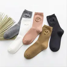 

beautiful personality 5different solid colors women socks special hollow cut heart-shape socks for women high quality cotton sox